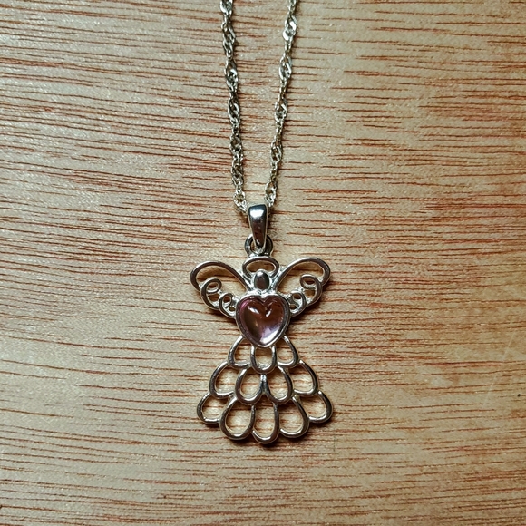 🌿 Angel Pink Heart Necklace - Picture 1 of 2